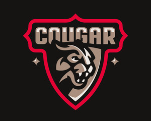 Cougar modern logo. Puma design emblem template for a sport and eSport team.