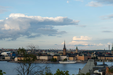 Fototapeta na wymiar A panoramic view of Stockholm at sunset