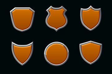Vector medieval shields in different shape. Empty template shield. Objects on separate layers.