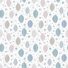 Seamless soft tones leaf autumn pattern doodle.