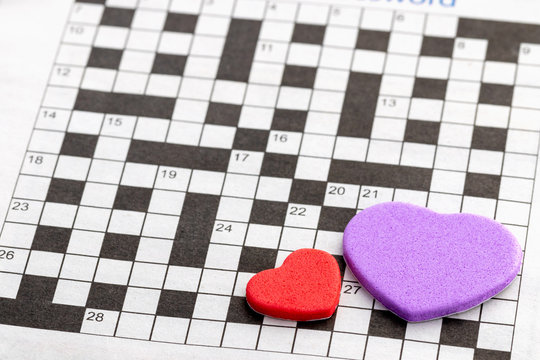 The blank crossword with heart shape
