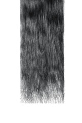 Long damaged straight black hair isolated on white background