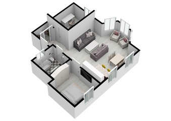 3D floor plan illustration. 3d Floor plan.  Floorplans.	