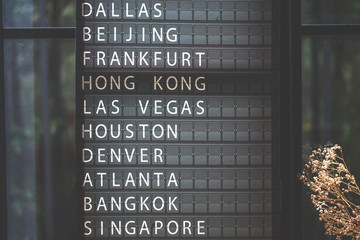 text of city name on gray frame.