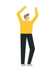 Happy business with raised hands man on a white background