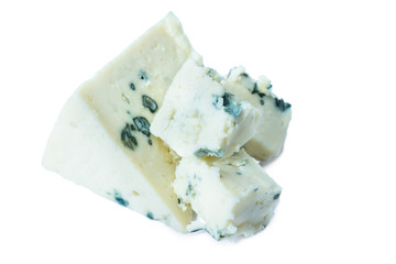 cheese with mold isolated on white background