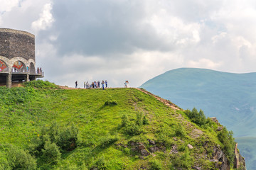 Wedding photo shoot on the background of the mountain Cross pass