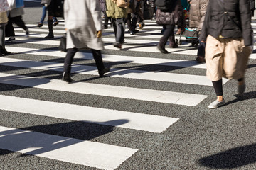Busy pedestrian crossing at Tokyo