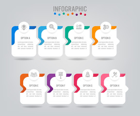 Business infographic labels template with 8 options.Creative concept for infographic.