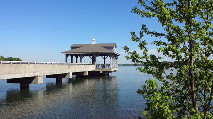 A pier at Blythe Landing, Lake Norman, Huntersville, NC - obrazy, fototapety, plakaty