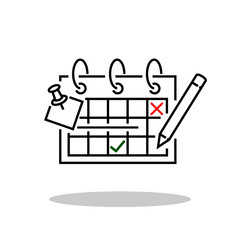 Calendar icon in trendy flat style. Marking day with pen symbol for your web site design, logo, app, UI Vector EPS 10. 