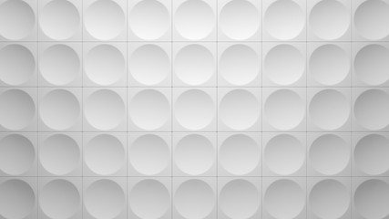 White Concave Hemisphere Tiled Background (3D Illustration)