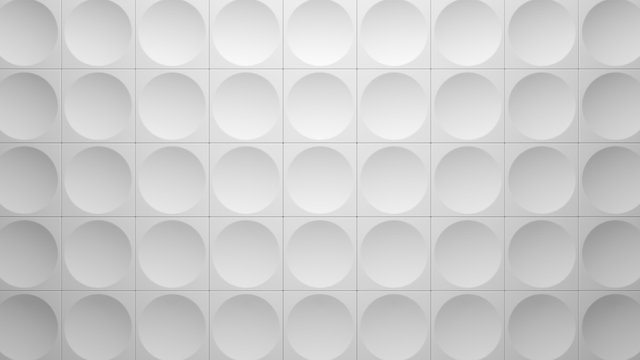 White Concave Hemisphere Tiled Background (3D Illustration)
