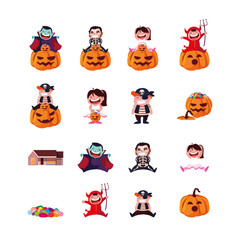 Fototapeta premium bundle halloween with children disguised