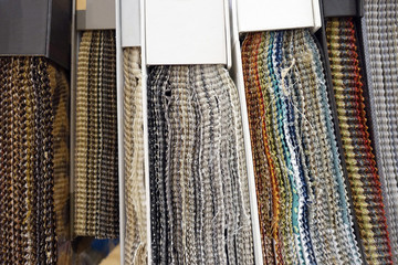 Spines of Hanging Fabric Swatch Books