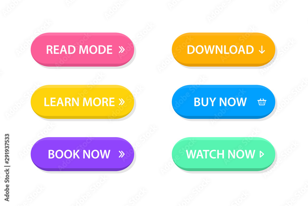 Leinwandbilder set of vector modern trendy flat buttons.call to action buttons; read more, learn more, buy now, dow
