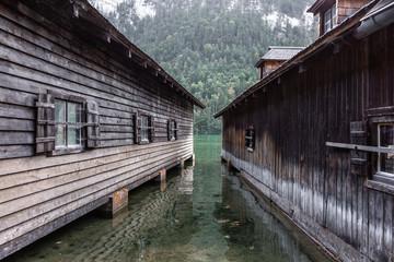 Fototapeta na wymiar Boathouses - Königssee