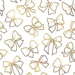 Cute seamless pattern with beautiful golden bows. Vector illustration - 291939768