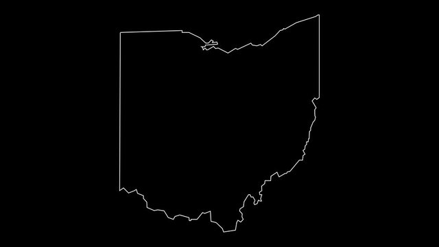 Ohio USA federal state map outline animation