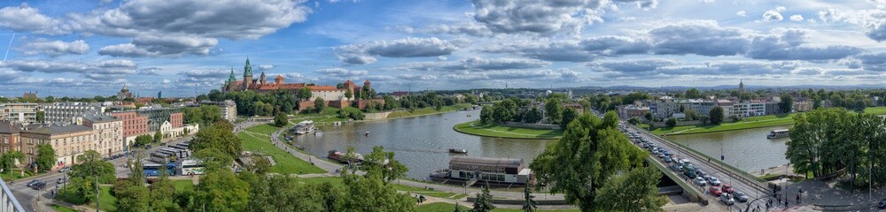 Fototapeta na wymiar Panoramic view on Wawel - Wisla - Krakow