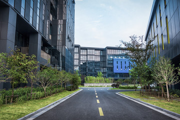 empty highway with cityscape of chongqing,China
