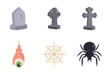Fototapeta na wymiar bundle halloween with set icons