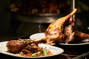 fried tasty chicken  on plate