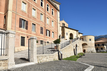 The building of a cathedral in an old town in the Lazio region.