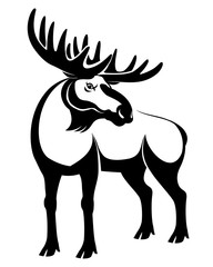Black moose sign on a white background.