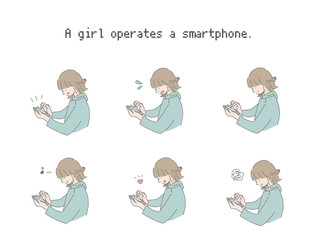 スマホを持った女の子　セット