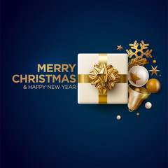Merry Christmas and New Year greeting card design.