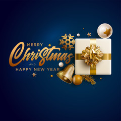 Merry Christmas and New Year greeting card design.
