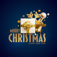 Merry Christmas and New Year greeting card design.