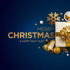 Merry Christmas and New Year greeting card design.