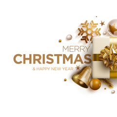 Merry Christmas and New Year greeting card design.