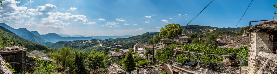 Fototapeta na wymiar View of micro Papingon village on a summer day, Ioannina, Greece