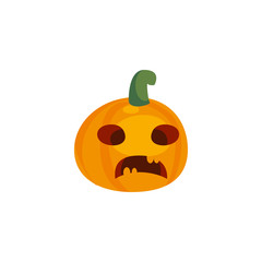 halloween pumpkin with fear face on white background