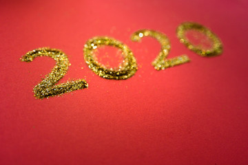 New Year red and glitter background with 2020