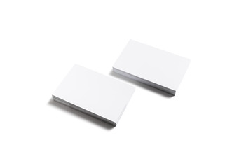 Photo of blank business cards on white background. Template for ID. Isolated with clipping path.