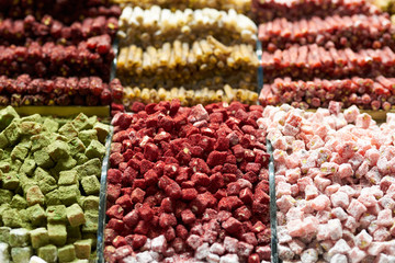 very tasty Turkish sweets close up