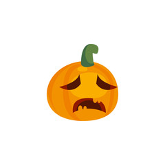 halloween pumpkin with fear face on white background