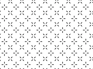 Fototapete Schwarz Weiß geometrisch modern Geometrisches Blumenmuster. Nahtloser Vektorhintergrund. Weiße und schwarze Verzierung. Ornament für Stoff, Tapete, Verpackung. Dekorativer Druck