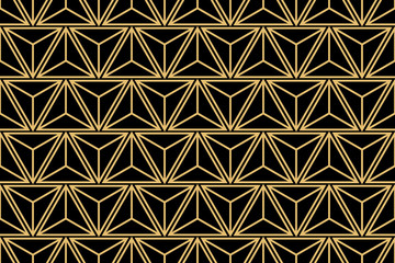 Abstract geometric pattern. A seamless vector background. Gold and black ornament. Graphic modern pattern. Simple lattice graphic design