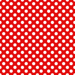 Seamless Christmas wrapping paper pattern. Festive Christmas dot pattern. White dots on red background © Iryna