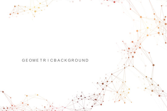 Big data visualization. Geometric abstract background visual information complexity. Futuristic infographics design. Technology background with connected line and dots, wave flow. Vector illustration