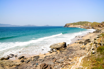 Fototapeta na wymiar Panoramic view of Brava Beach in Cabo Frio, Rio de Janeiro, Brazil.