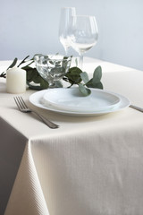 table served with light dishes in an ecological style, for a gala dinner