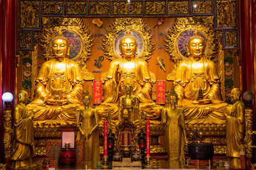 Bangkok Thailand. 14 Fab 2018, Thai China Buddha Image statue in dragon monastery temple wat in Bangkok Thailand