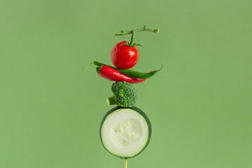 Art composition of fresh ripe vegetables, concept of healthy eating