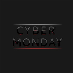 Fototapeta na wymiar Cyber Monday text logo in frame, creative background special offer flyer typography mockup, minimalist style elegant design element